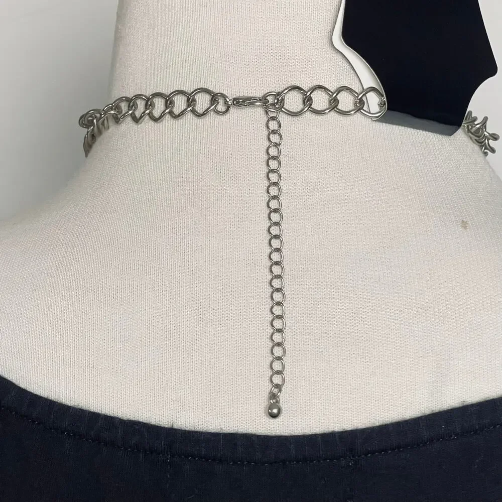 Women’s Boho Multi Media Silver Tone Necklace - Picture 3 of 3